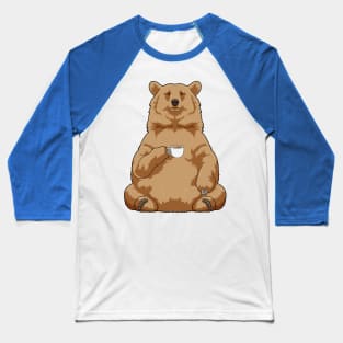 Bear with Cup of Coffee Baseball T-Shirt